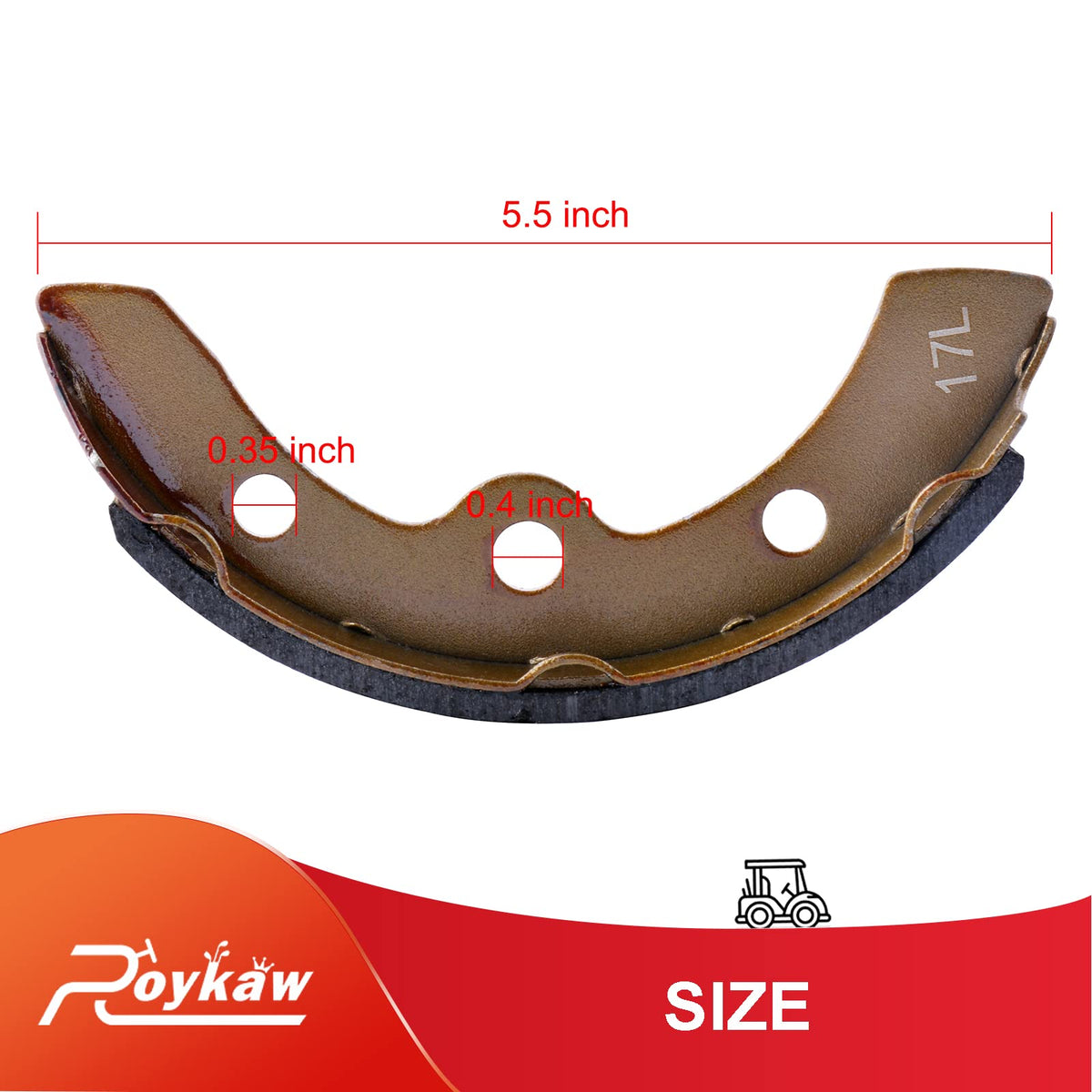 Roykaw brake shoes ready for assembly on golf carts