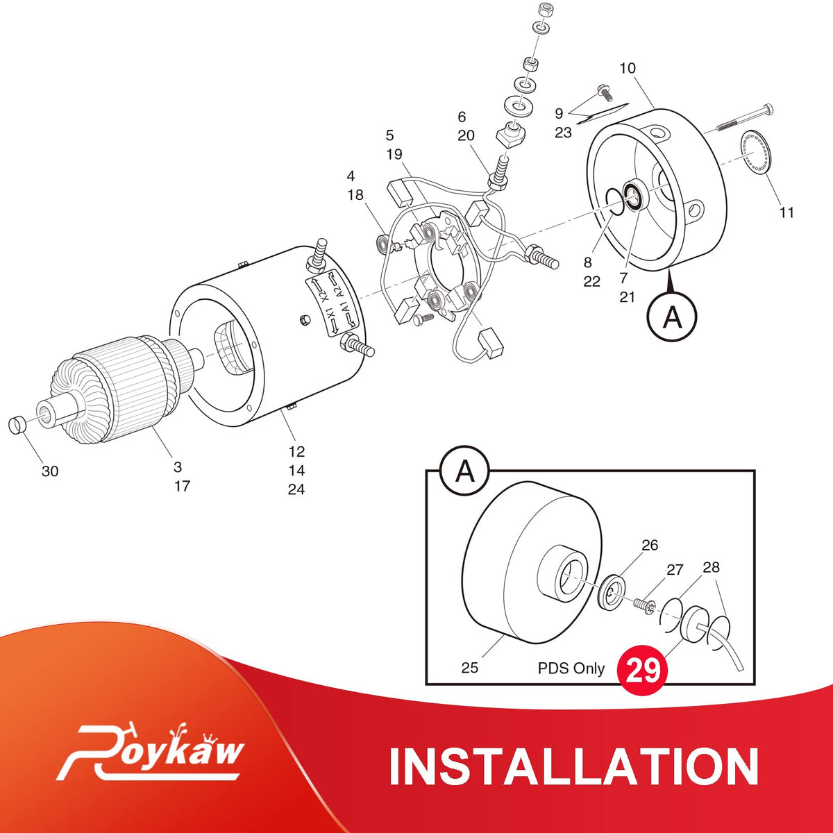 Roykaw brand speed sensor close-up showcases rugged build
