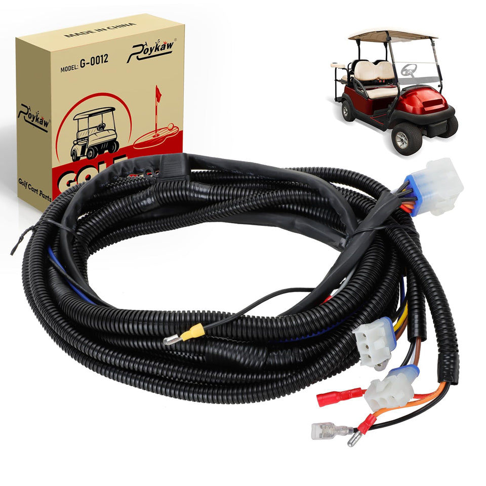 Roykaw bucket harness for Club Car Precedent showing easy plug-and-play installation