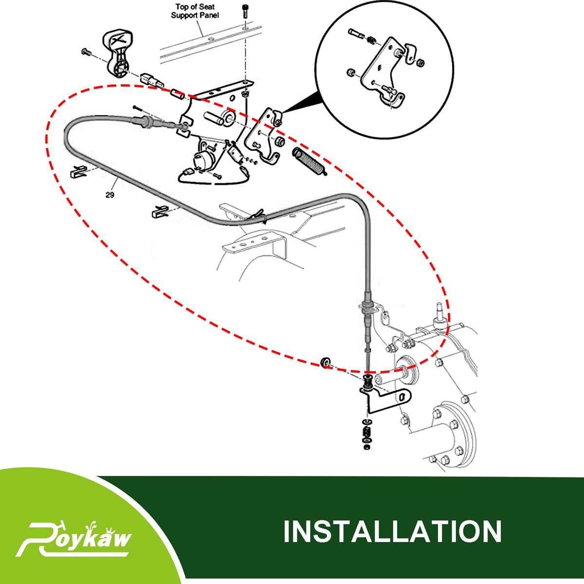 Roykaw cable routing inside cart displays clean alignment for smooth shifts.