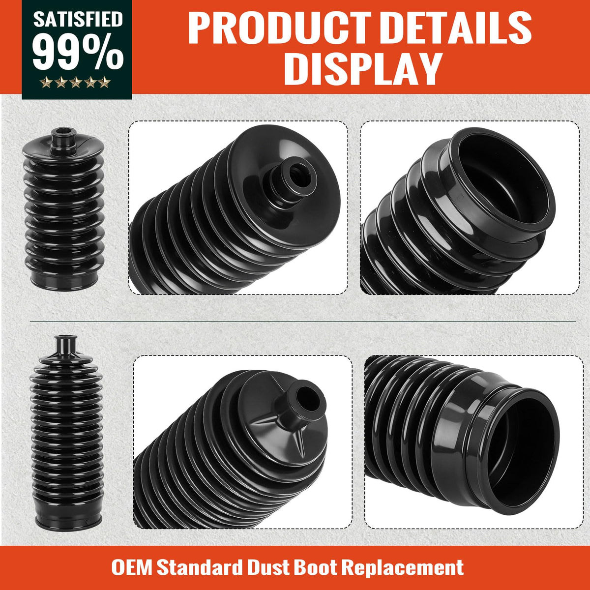 Roykaw driver-side short boot is easy to install for quick protection.
