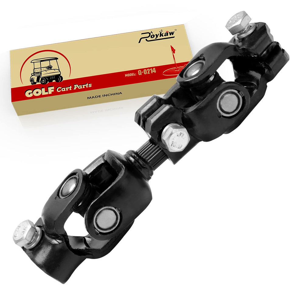 Roykaw Club Car DS steering joint front view shows a durable intermediate shaft for reliable steering.