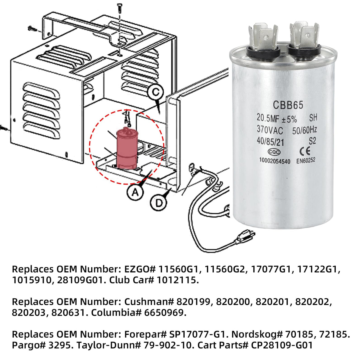 Roykaw Columbia 36V capacitor 20.5MFD compatible with 6650969