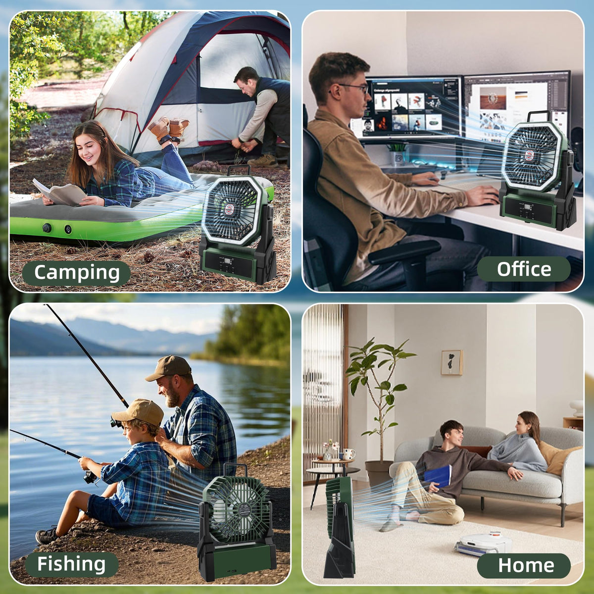 Roykaw compact fan fits in a golf bag for on-the-go cooling.
