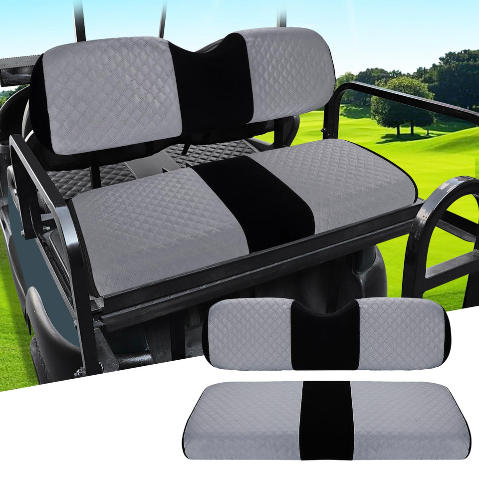Roykaw breathable rear seat cover keeps golf cart seats cool on warm days.