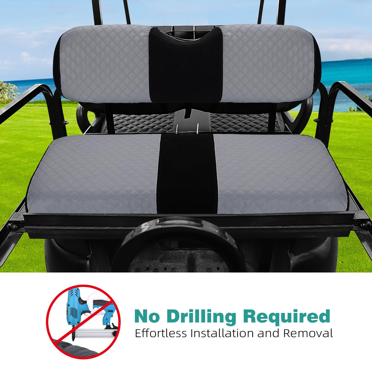 Roykaw stylish EZGO TXT cover protects the seat and elevates look.