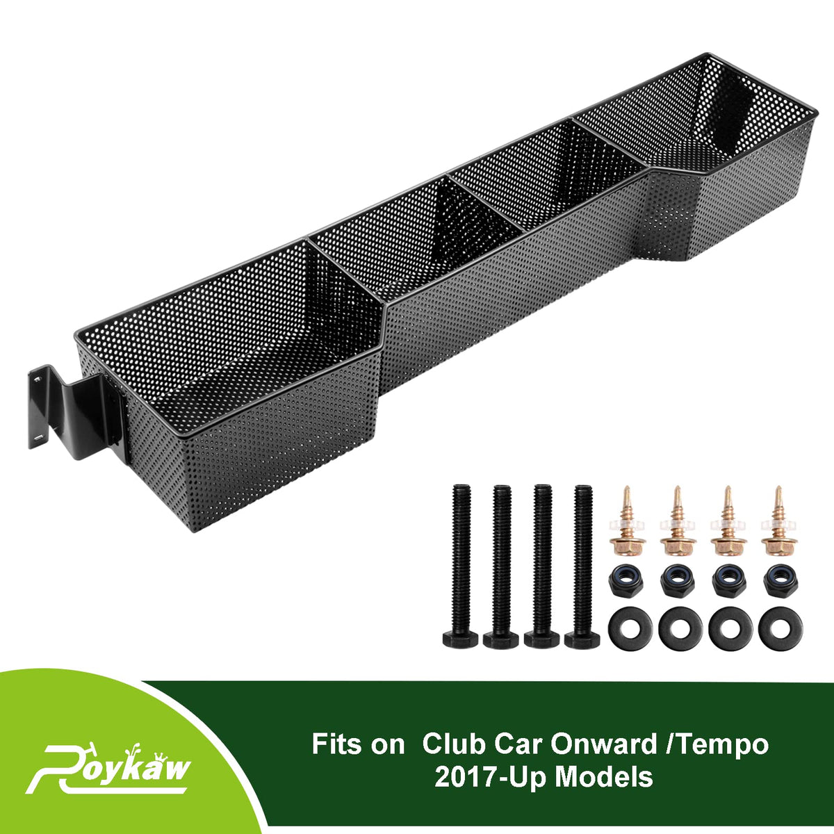 Roykaw dash tray front organizer mounted on a golf cart
