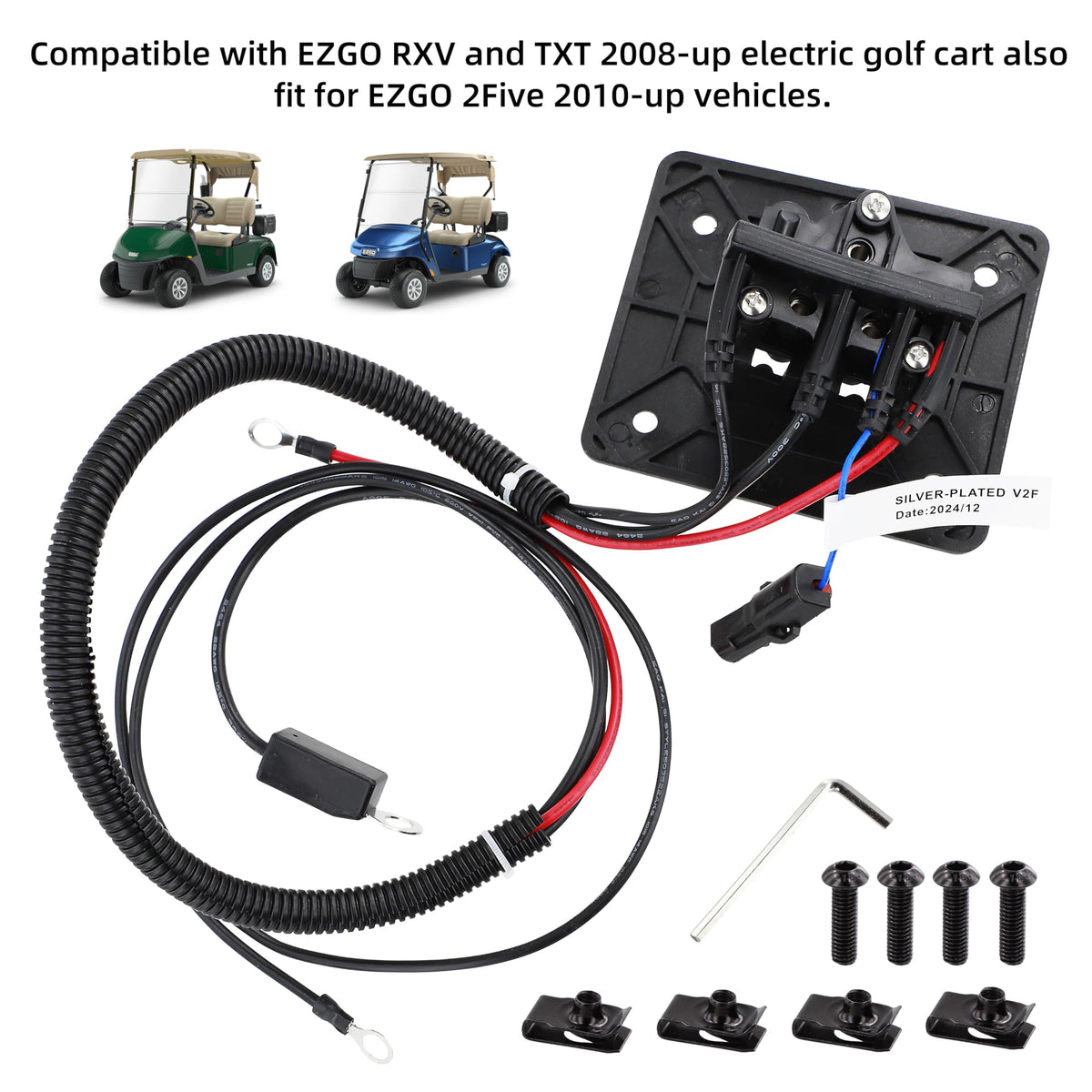 Roykaw Delta-Q socket with a 3-prong connector for stable power transfer in golf carts.