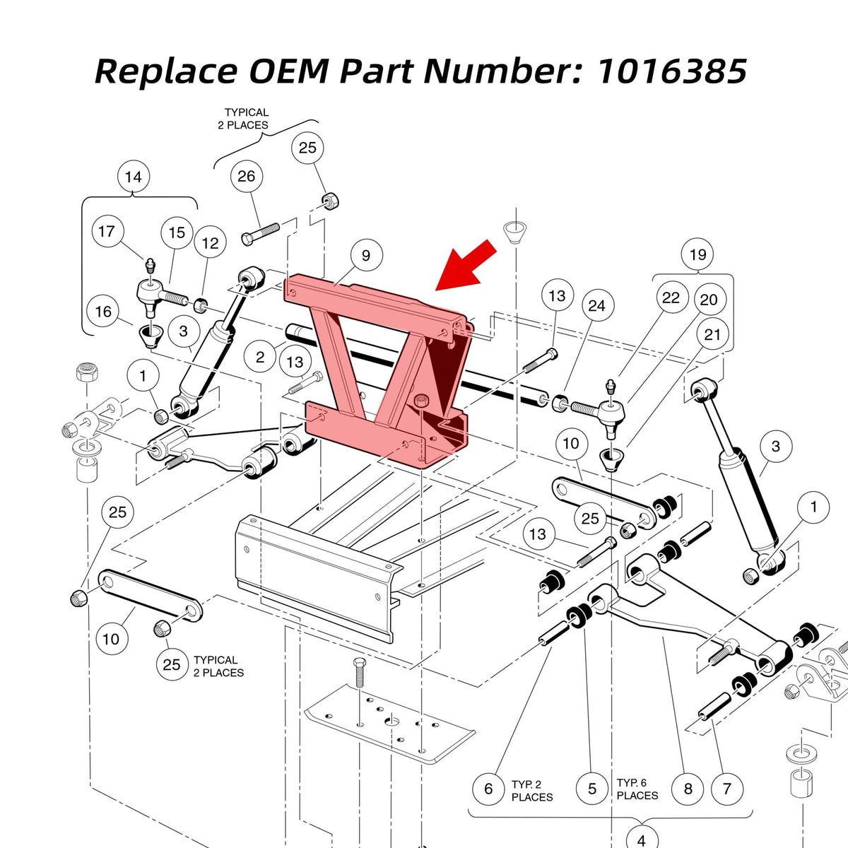Roykaw delta shock assembly in packaging for storage