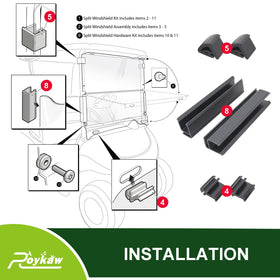 Roykaw windscreen installation is drill-free and tool-free for quick setup.