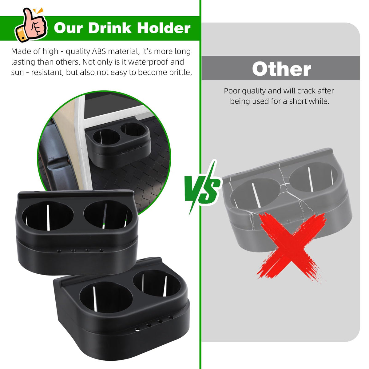 Roykaw no-drill install aligns with existing holes on Club Car DS for easy upgrade