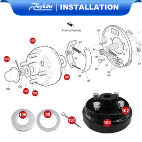  Roykaw EZGO 4-stud brake drum for secure wheel mounting