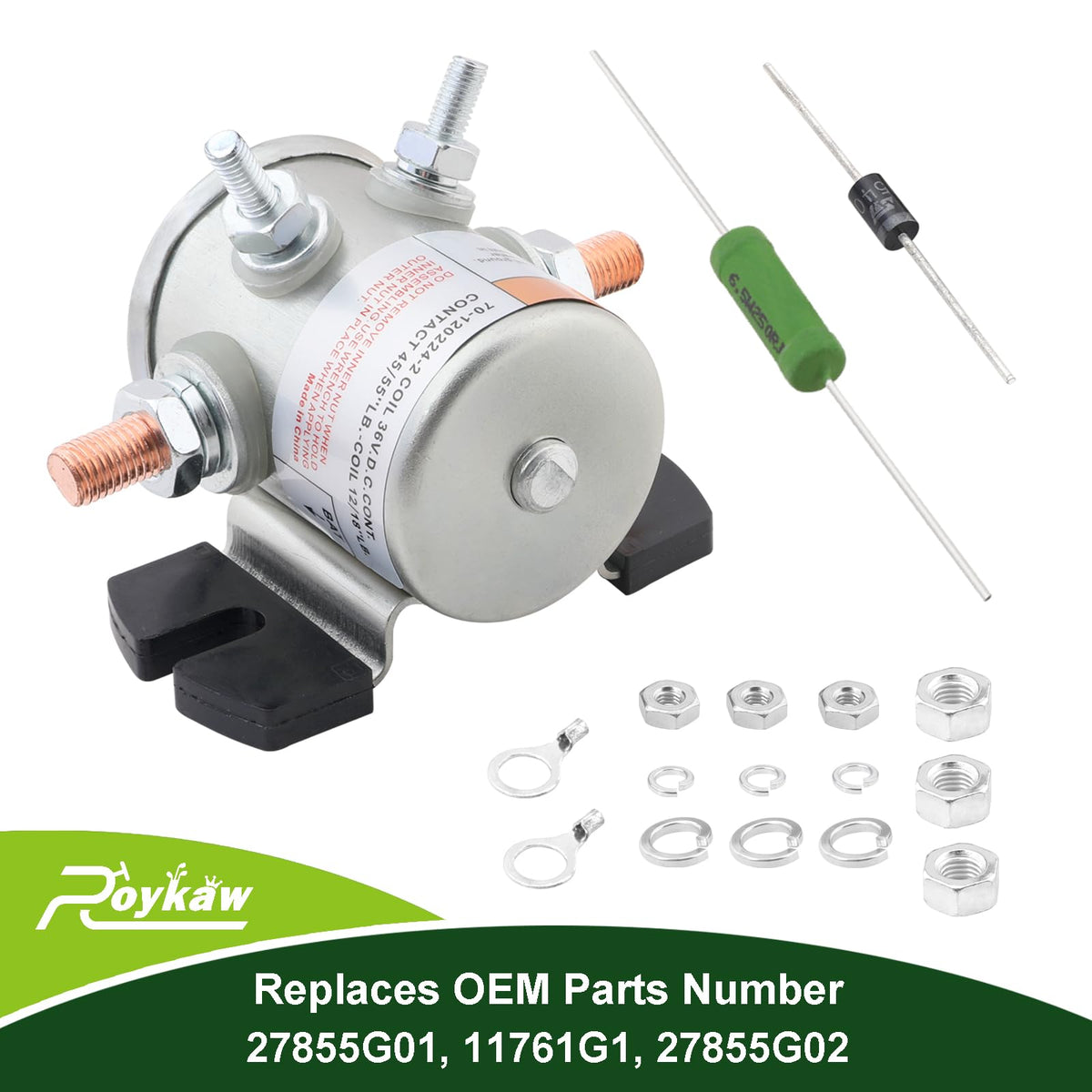 Roykaw EZGO 70-series solenoid diode included to support current flow