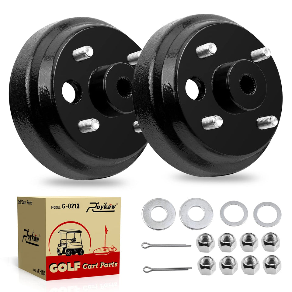 Roykaw EZGO brake hub drum with 30 teeth for 1991+ gas carts; durable splined connection.