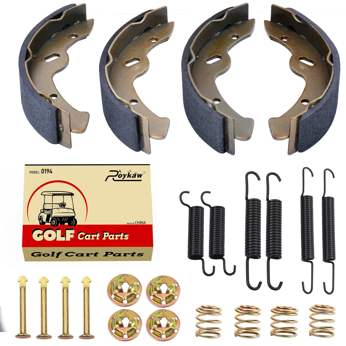 Roykaw EZGO brake shoes kit with two clusters ready for installation