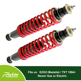 Roykaw EZGO coil-over shock kit close-up shows heavy-duty design.