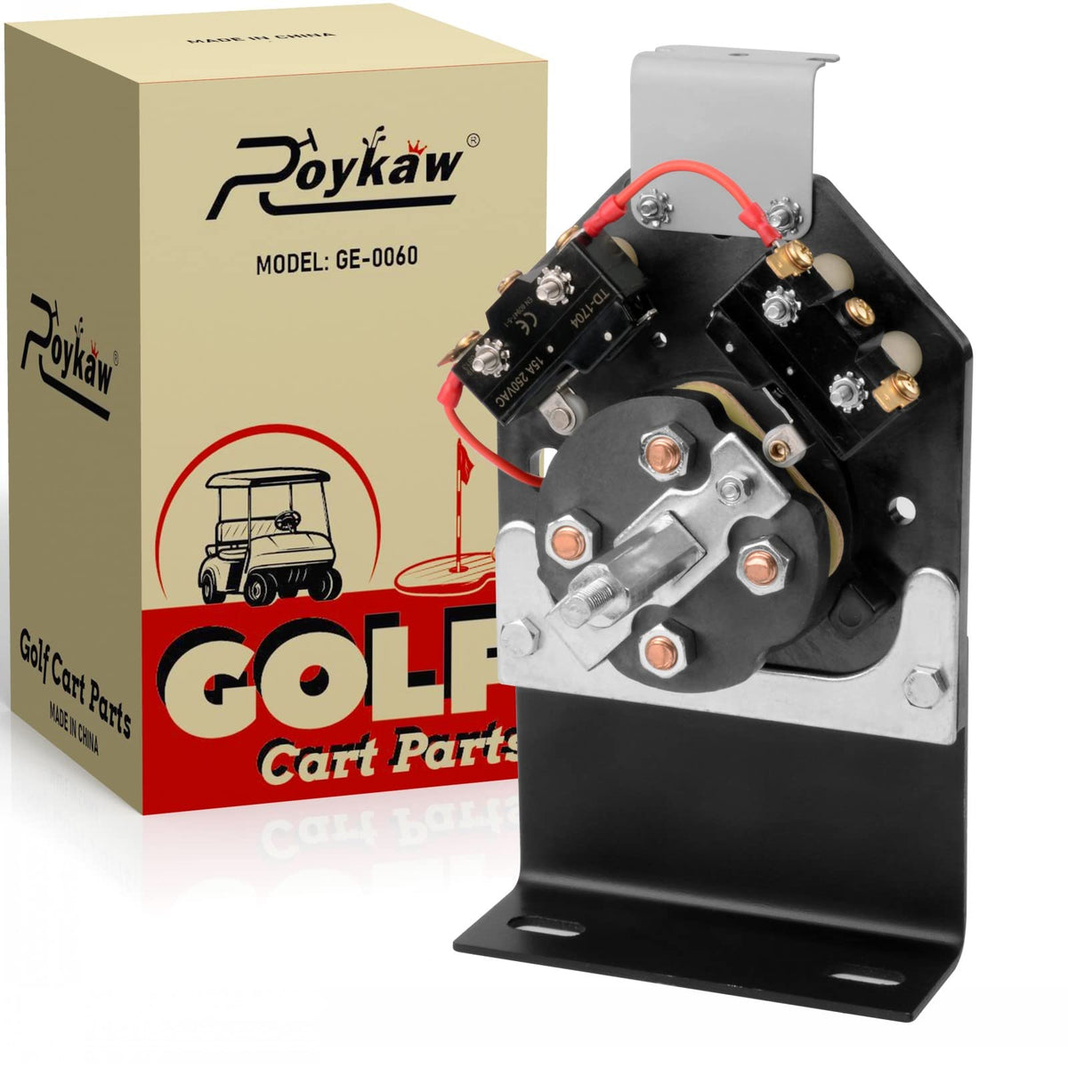 Roykaw EZGO forward/reverse switch assembly front view for durable directional control.
