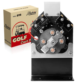 Roykaw EZGO Marathon forward-reverse switch assembly front view, durable construction for reliable cart control.
