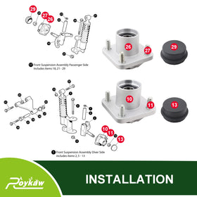 Roykaw EZGO RXV hub assembly ready for quick installation