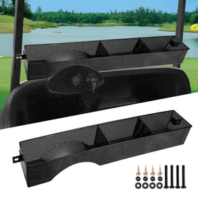 Roykaw EZGO RXV front basket tray keeps essentials within easy reach on the course