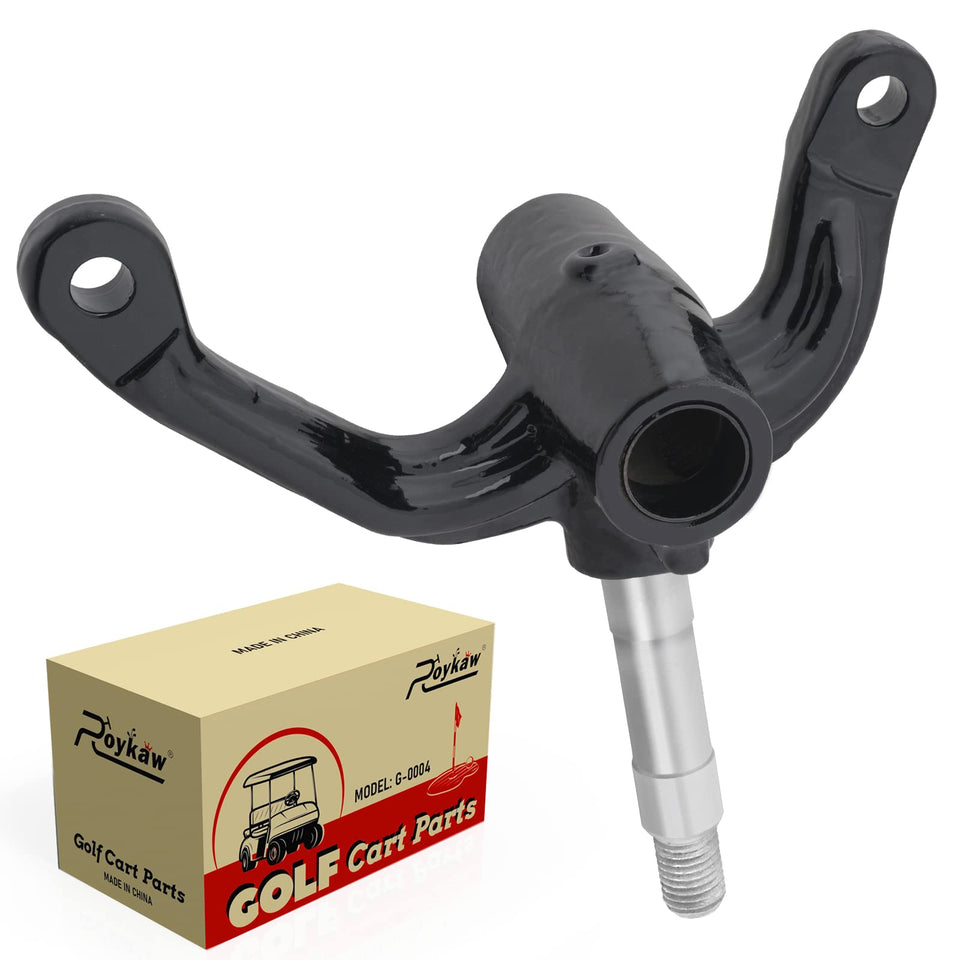Roykaw EZGO RXV passenger-side spindle assembly ready for 2008+ models with durable finish.