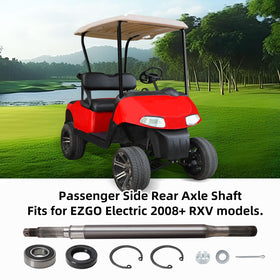 Roykaw EZGO RXV rear axle shaft installed on passenger side for stability.