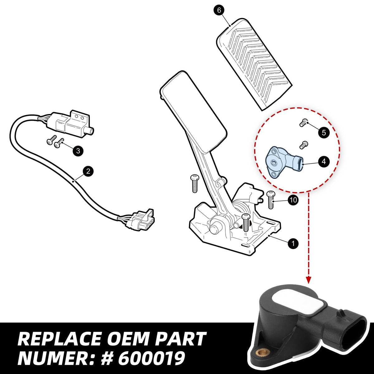 Roykaw EZGO RXV throttle sensor pack for reliable performance.