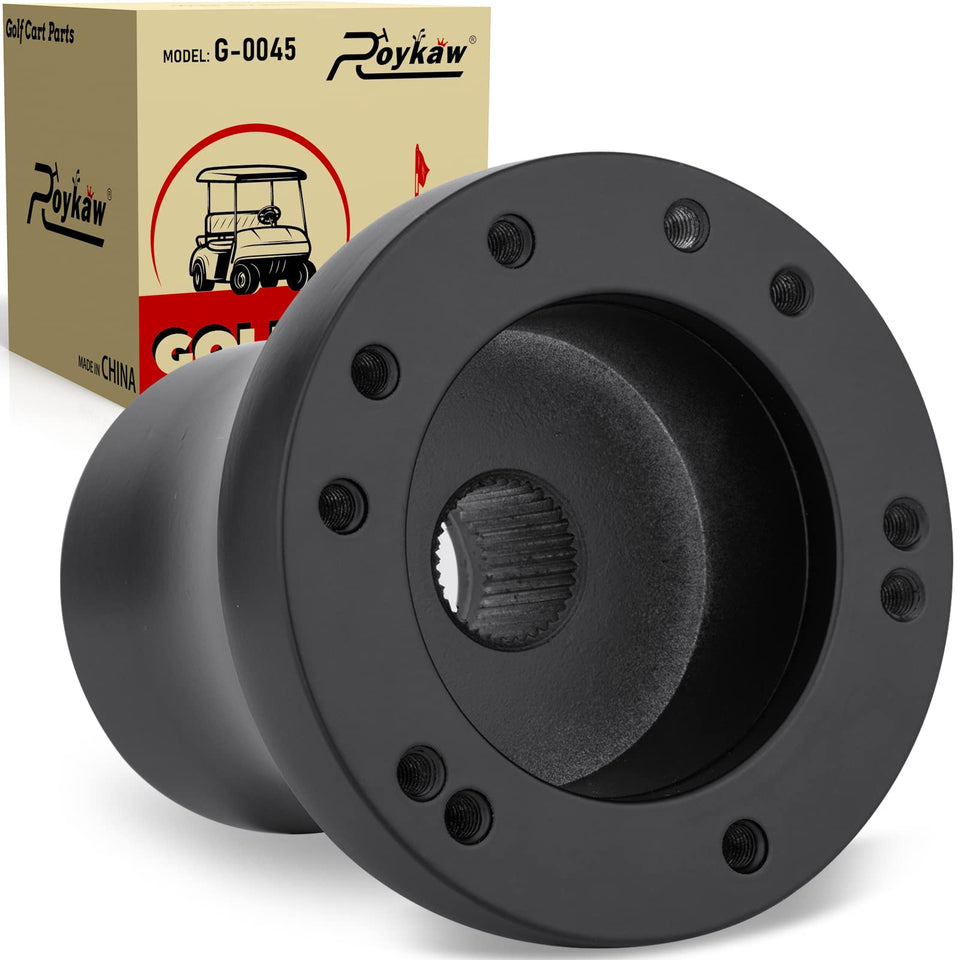 Roykaw EZGO RXV/TXT steering wheel adapter secures a wheel upgrade for EZGO carts.