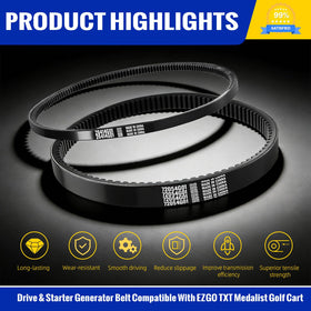ROYKAW EZGO TXT belts kit packaging image shows included parts