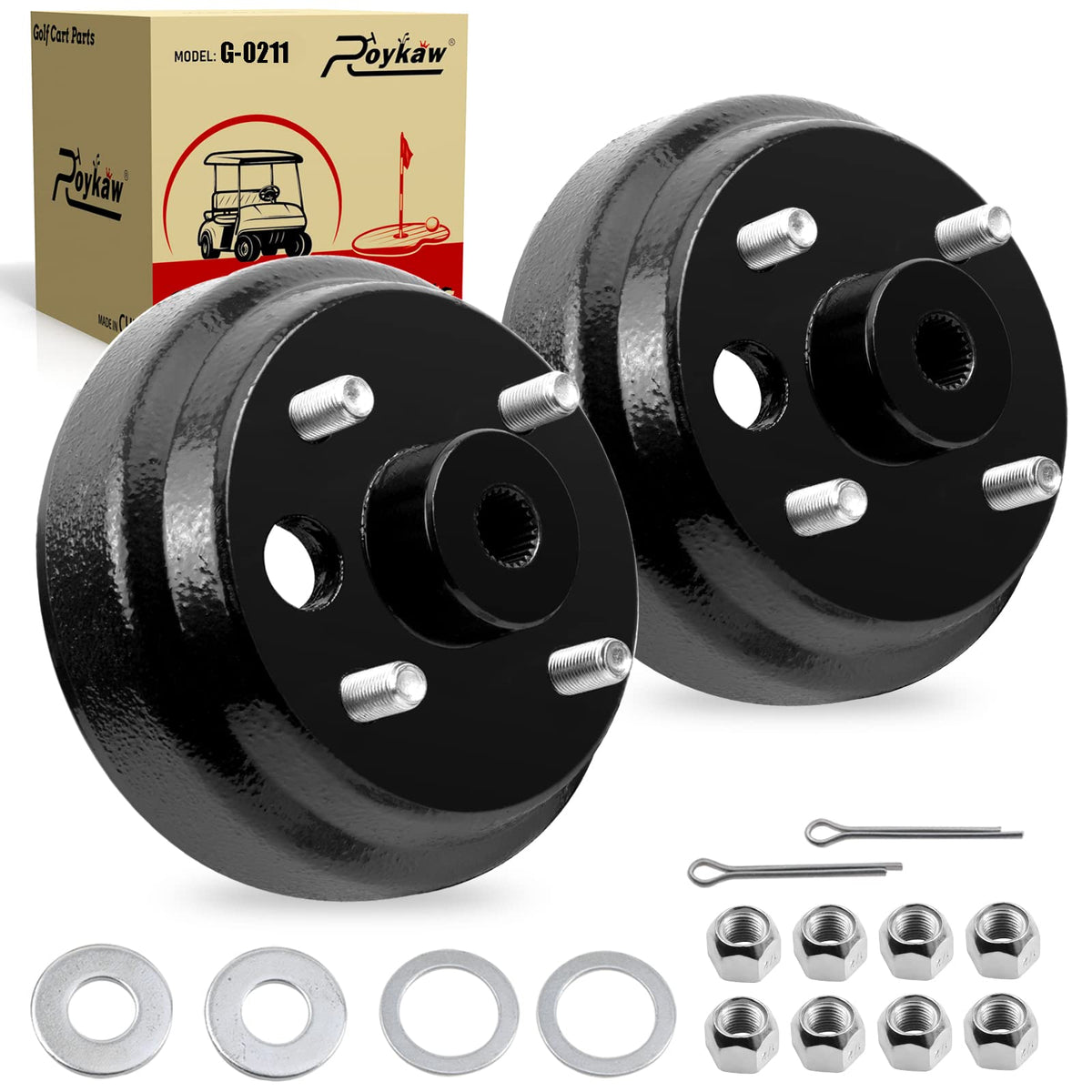 Roykaw EZGO TXT brake drum hub with 24-teeth spline for smooth braking