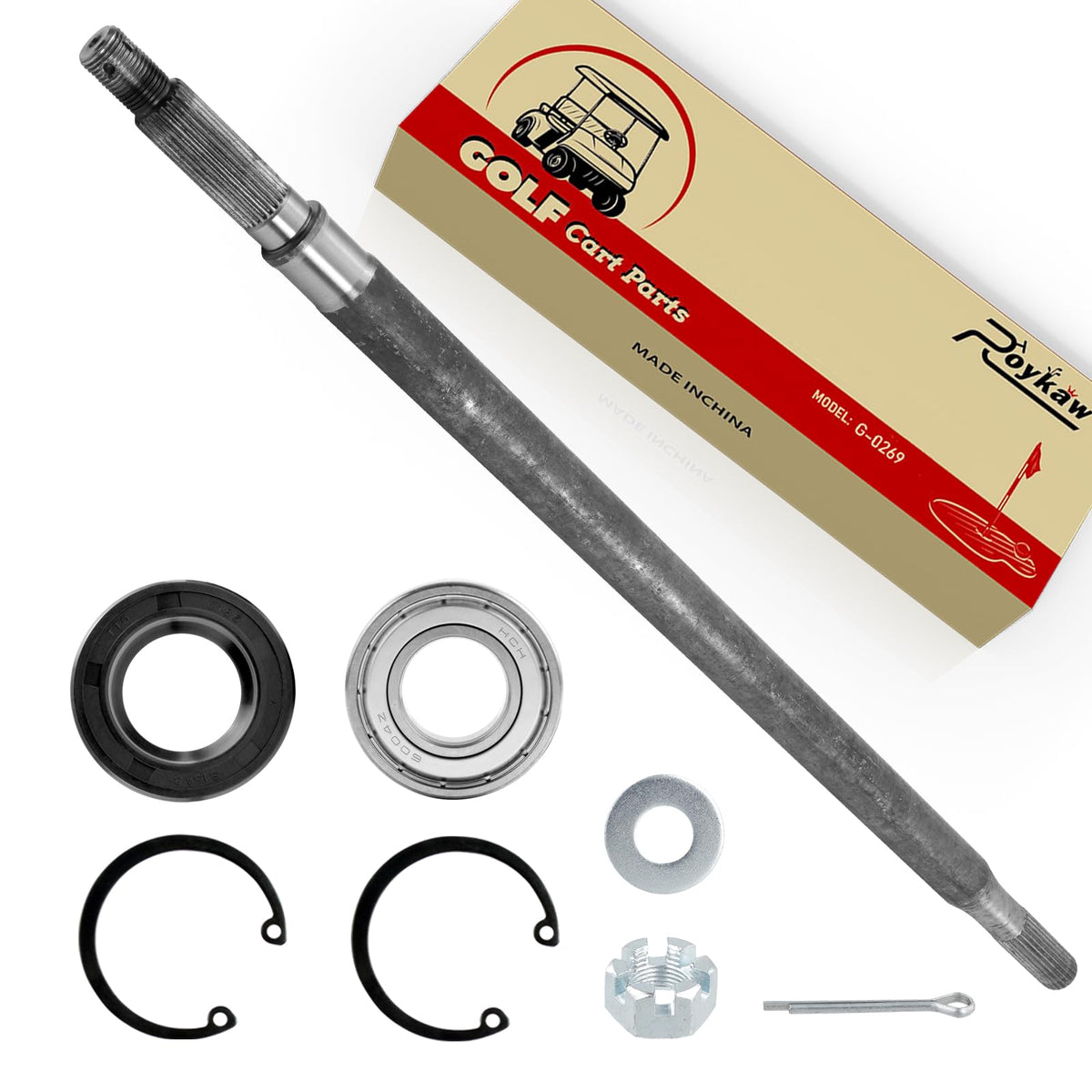 Roykaw EZGO TXT driver-side axle shaft for smooth rear-wheel drive.