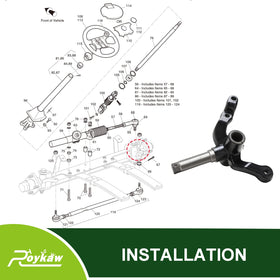 Roykaw EZGO TXT spindle bolt holes aligned for quick replacement