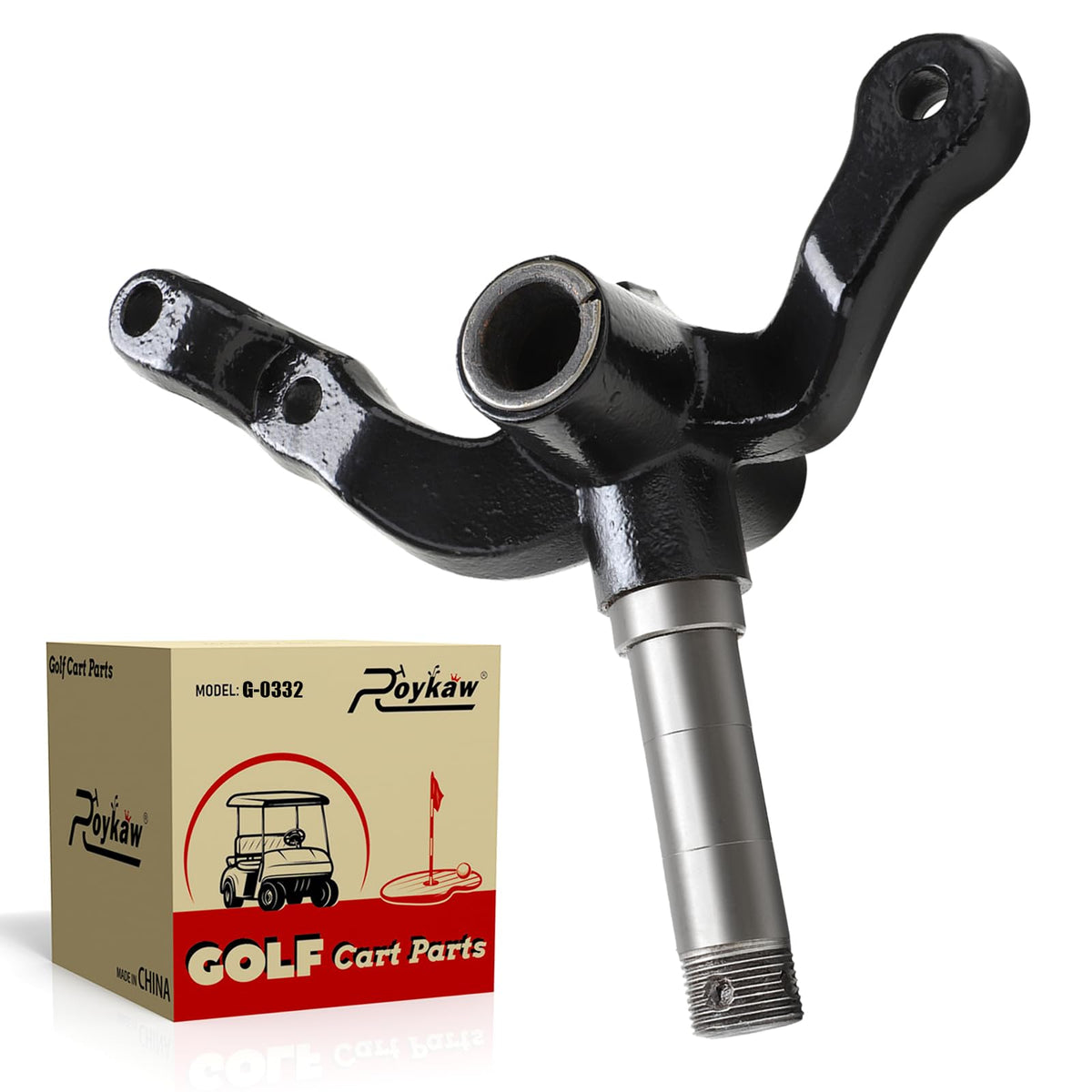 Roykaw EZGO TXT passenger-side spindle front view for easy installation