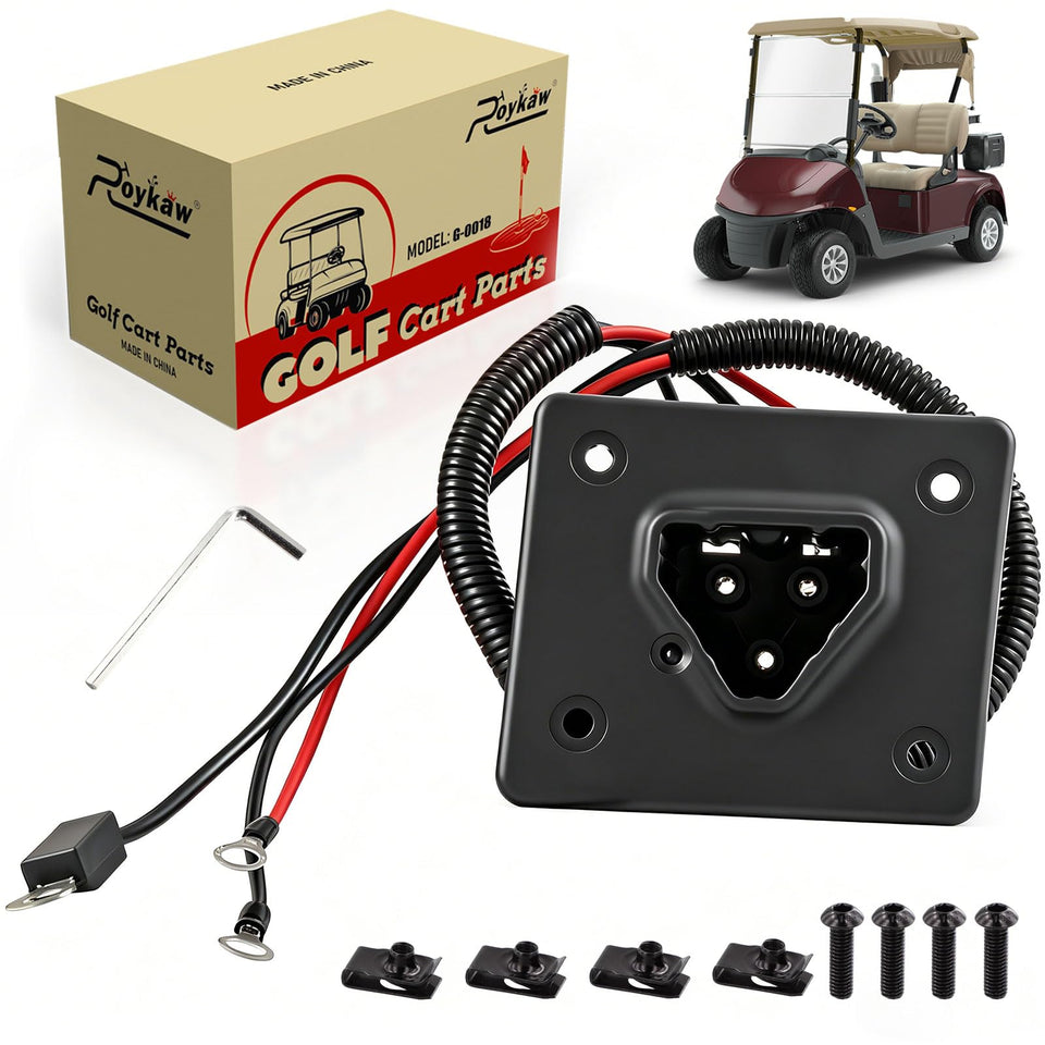 Roykaw EZGO charger receptacle front view for reliable 48V charging