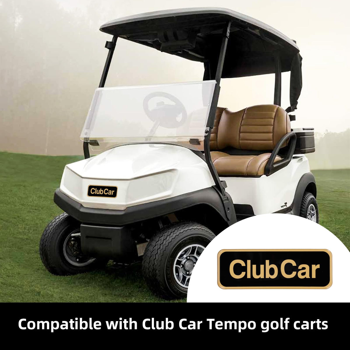 Roykaw front plate on Club Car Tempo demonstrates easy, tool-free installation.