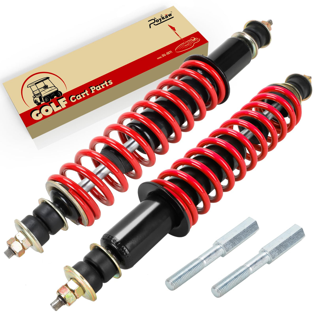 Roykaw front and rear shock absorbers upgrade EZGO TXT and Medalist rides