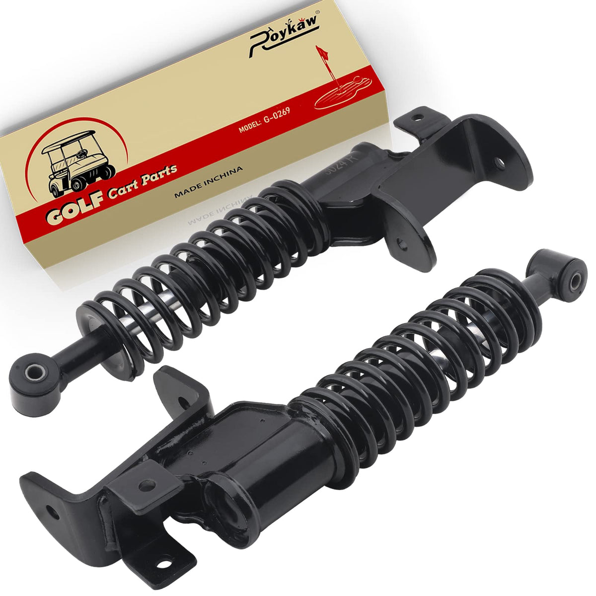 Roykaw front shock strut assembly for EZGO RXV 2008+ delivers smoother ride.
