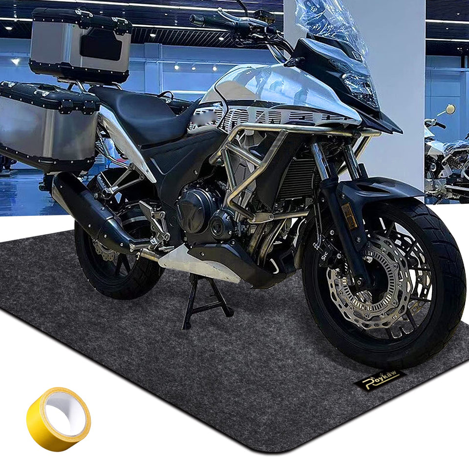 Roykaw garage floor mat full view showing wide coverage for spill protection
