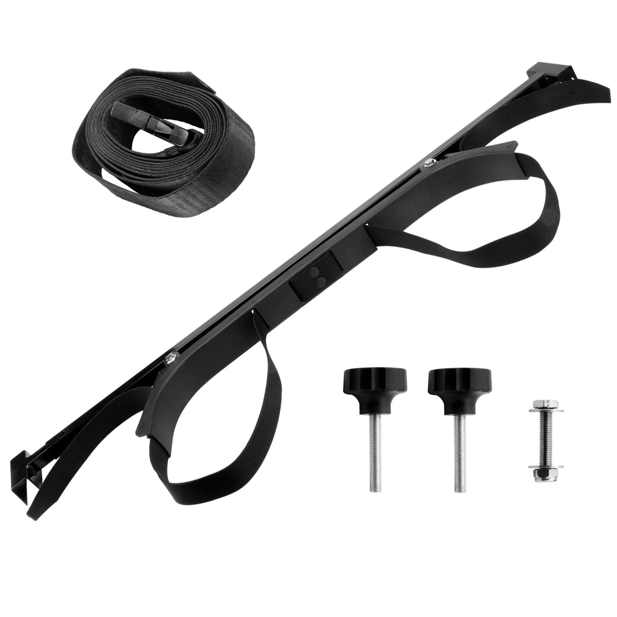 Roykaw strap-and-knob system enables quick removal and reattachment.