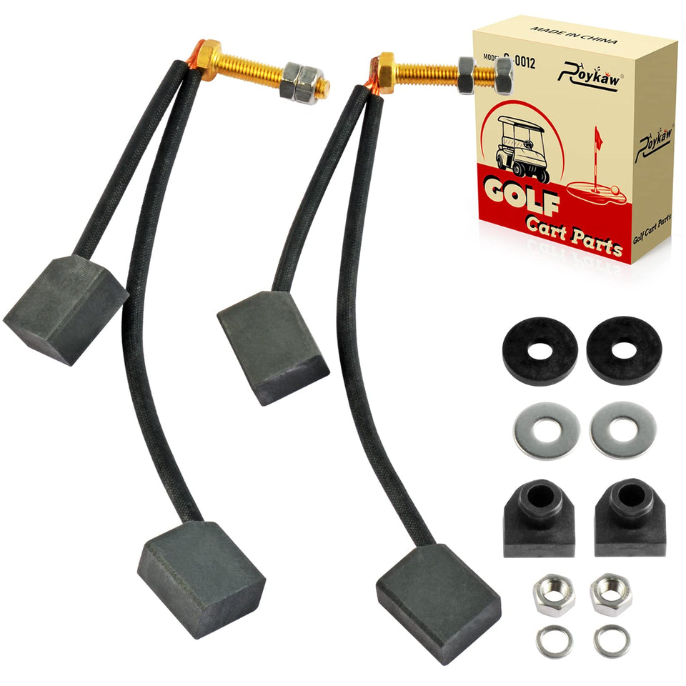 Roykaw ADC motor brush kit for golf carts, ready for straightforward replacement.