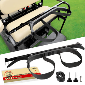 Roykaw rear-seat bracket secures a golf bag on most carts.