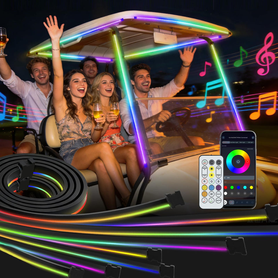 Roykaw golf cart canopy LED dream color strip for immersive night lighting