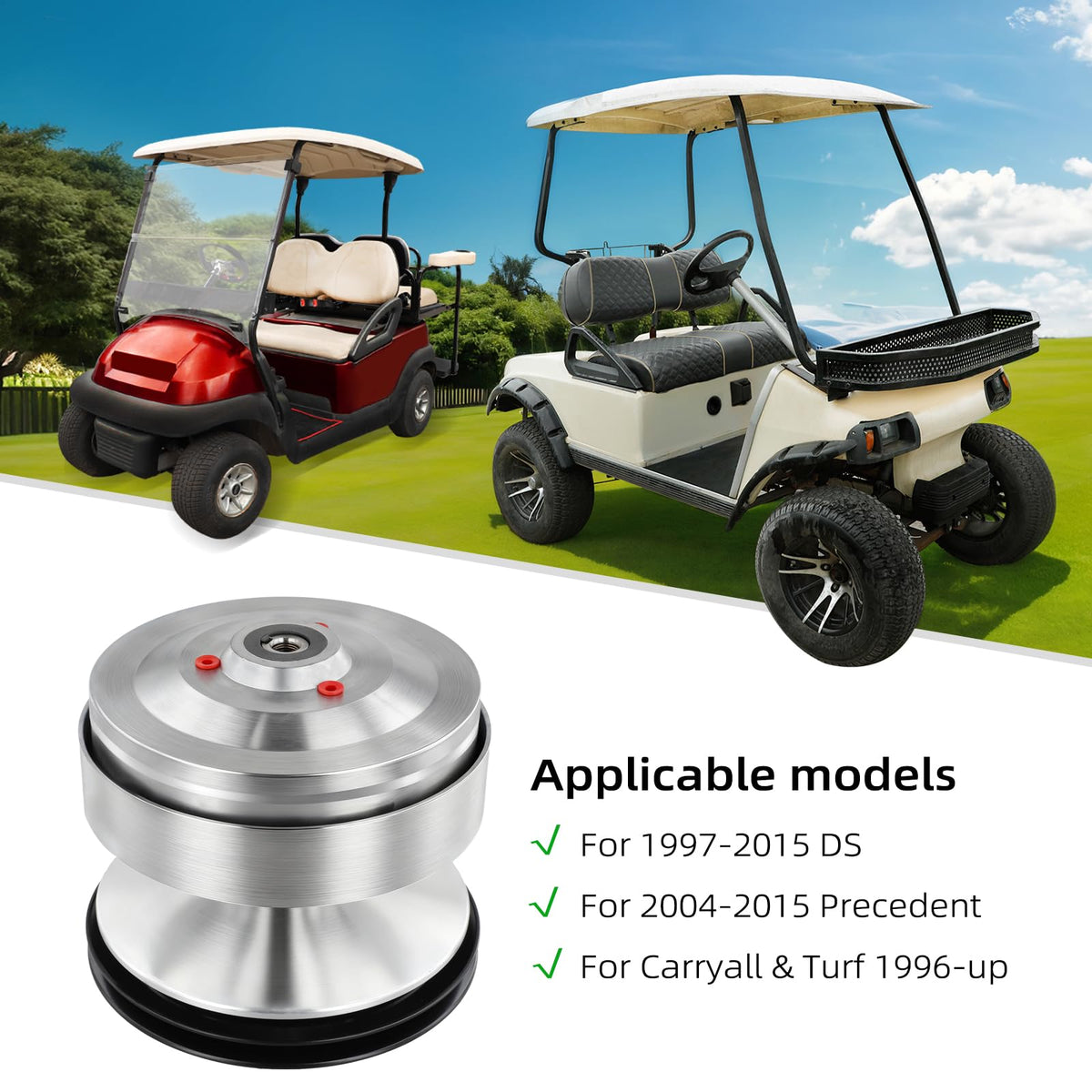 Roykaw golf cart drive clutch closeup, sturdy metal components with high wear resistance.