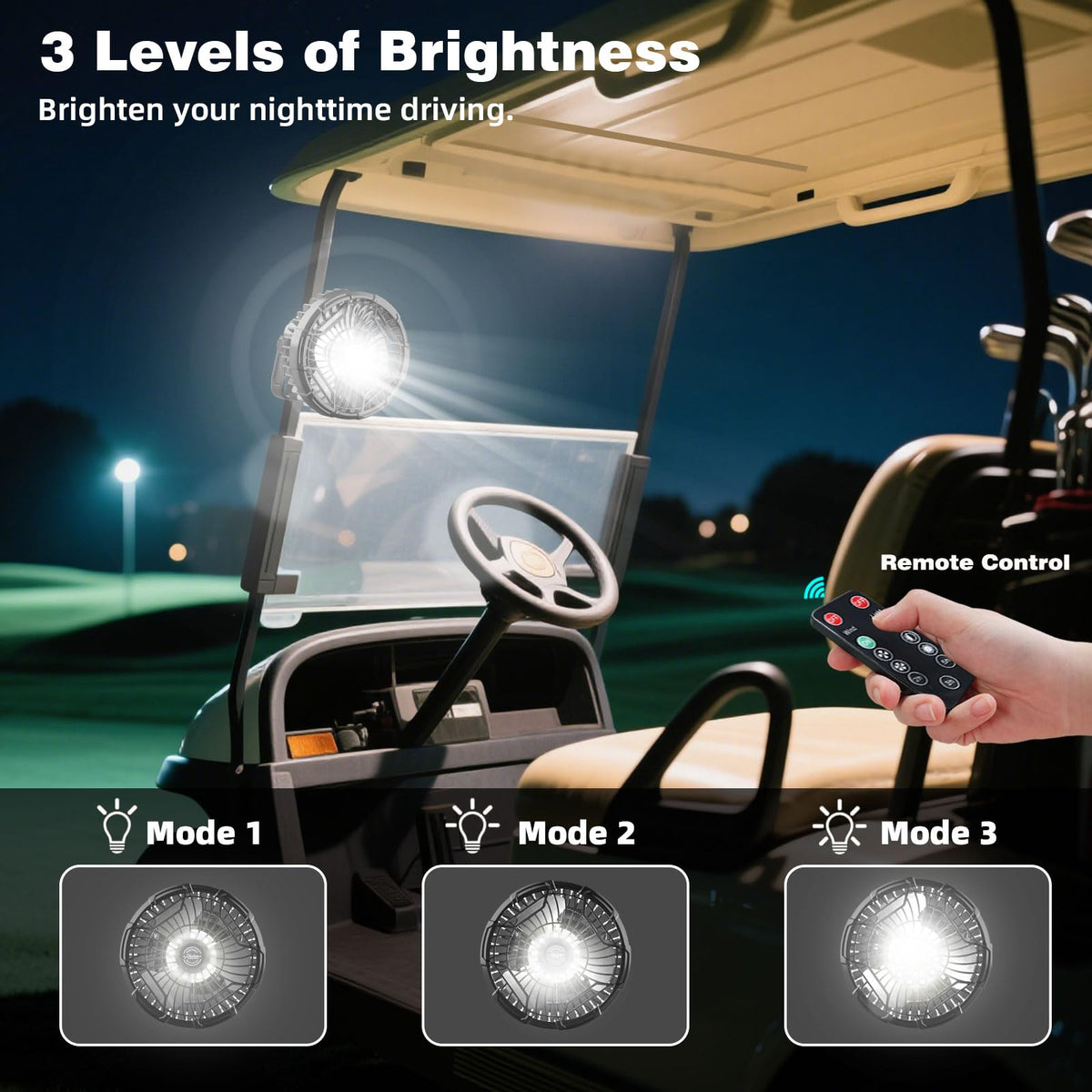 Roykaw golf cart fan remote control for easy adjustments.