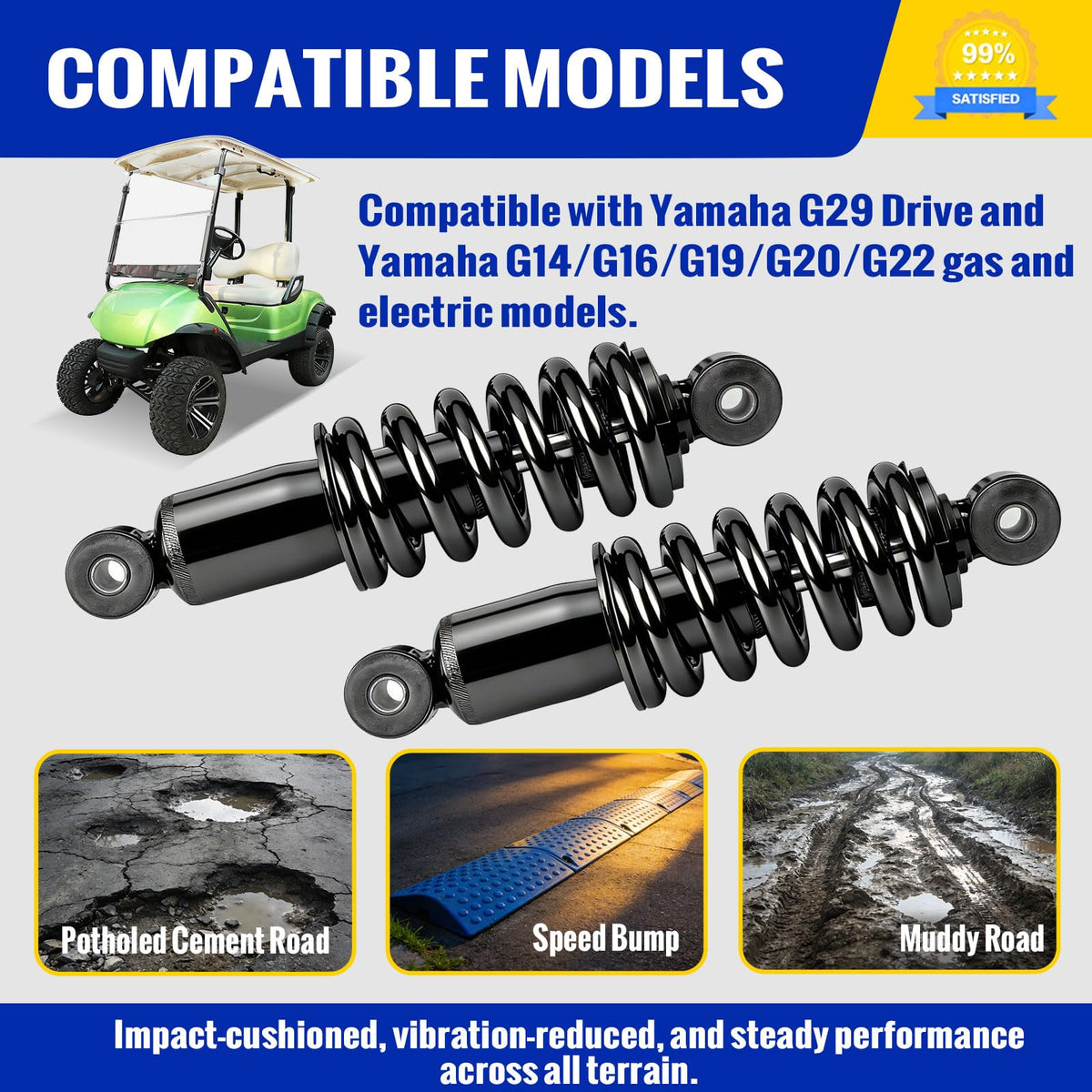 Roykaw front shock for Yamaha G20 supports steady handling on uneven ground