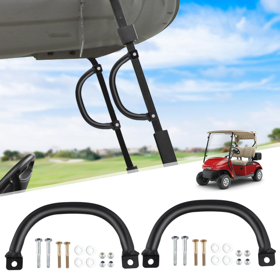Roykaw golf cart grab handle roof struts on the driver side for easy entry.