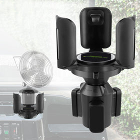 Roykaw golf cart heater holder shows universal fit for propane cups, secure placement.