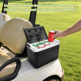 Roykaw 6L ice box exterior dimensions shown for snug Club Car Precedent fit.