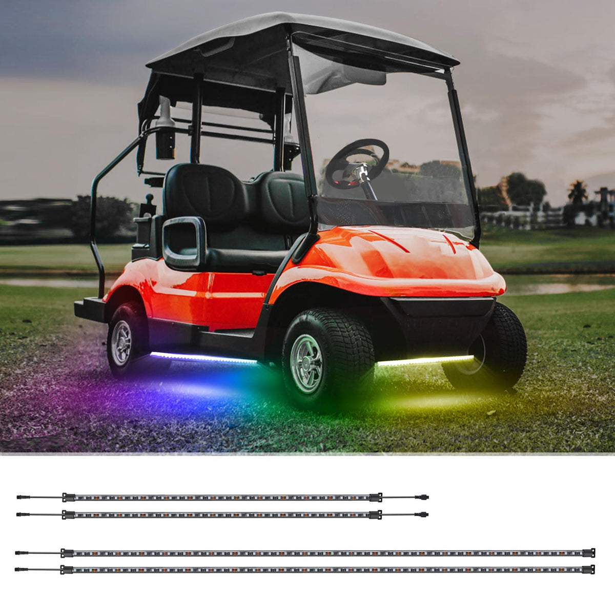 Roykaw golf cart underbody LED strip glow for night visibility and style