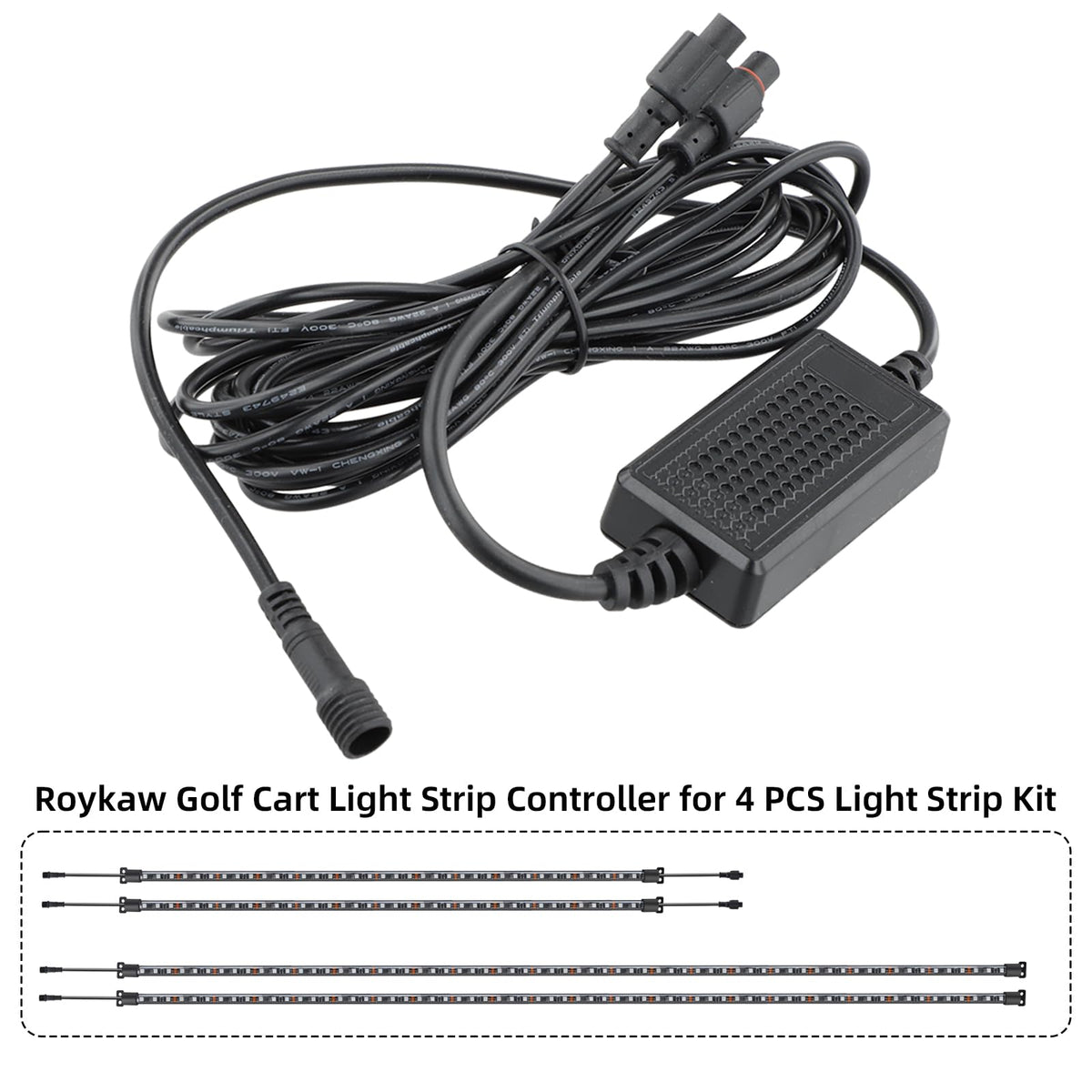 Roykaw golf cart light strip kit installation demonstrating simple wiring for a safe fit.